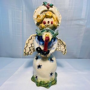 Blue Sky Clayworks Heather Goldminc Angel candle fairy lamp Folk Art Christmas.
